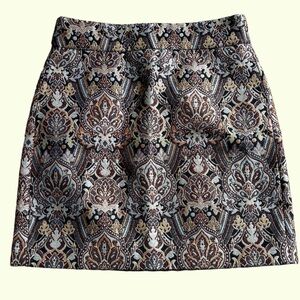 RW&CO multicolour tapestry mini skirt, shot through with metallic thread, size 8
